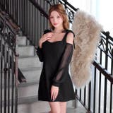 透けシアー袖が上品SEXYなツイードオフショルリボン体型カバーAラインミニ丈キャ… | Dazzy | 詳細画像10 