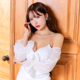 [伊藤桃々着用]ビジューストーン煌めくフリルオフショルタイトミニ丈キャバドレス | Dazzy | 詳細画像10 