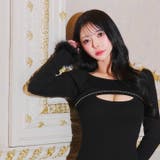 SEXY谷間カット×煌めくビジューフェザースリーブリブニットワンピース[カジュア… | Dazzy | 詳細画像9 