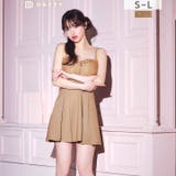 フロントジップバストレースラインキャミソールAラインミニ丈キャバドレス[SML … | Dazzy | 詳細画像2