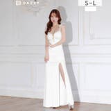 ファスナーバストカットラインチュールリボン袖マーメイドロング丈キャバドレス[SM… | Dazzy | 詳細画像8 