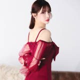 胸元リボンに視線集中チュール袖オフショルタイトミニ丈キャバドレス[SML 3サイ… | Dazzy | 詳細画像13 