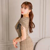 [伊藤桃々着用]上品チェックツイードにパールボタンが高級感 袖リボンタイトミニ丈… | Dazzy | 詳細画像4 
