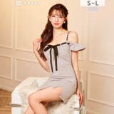 甘めセクシーな胸元リボン×華奢見せフリル袖タイトミニ丈キャバドレス[SML 3サ… | Dazzy | 詳細画像8 
