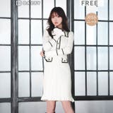 美ラインを惹き立てる襟付きパイピングフリルリブニットワンピース[カジュアル da… | Dazzy | 詳細画像12 