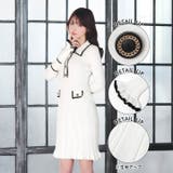 美ラインを惹き立てる襟付きパイピングフリルリブニットワンピース[カジュアル da… | Dazzy | 詳細画像4 