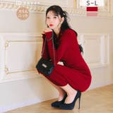 襟付きゴールドボタンビジュー膝丈ニットワンピース[カジュアル dazzy clo… | Dazzy | 詳細画像5