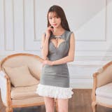 谷間ホール×ジップビジューリボンフリルタイトミニ丈キャバドレス[SML 3サイズ… | Dazzy | 詳細画像12