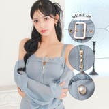 オフショル谷間ジップベルトデザイン長袖タイトミニ丈キャバドレス[SML 3サイズ… | Dazzy | 詳細画像2 