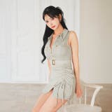 SEXY谷間ジップ×上品な襟付きがクール♪サイドギャザーで細見せするタイトミニ丈… | Dazzy | 詳細画像8 