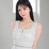 華やかな上品ツイード×谷間ジップ♪きらめくウエストビジューが映えるタイトミニ丈キ… | Dazzy | 詳細画像11