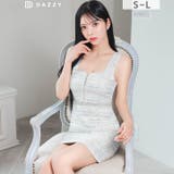 華やかな上品ツイード×谷間ジップ♪きらめくウエストビジューが映えるタイトミニ丈キ… | Dazzy | 詳細画像9