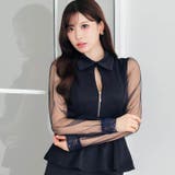 [伊藤桃々着用]あざとセクシー谷間ジップ×上品チュール袖♪お腹すっきりペプラムタ… | Dazzy | 詳細画像6 