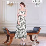 トワルドジュイ柄キャミソール×フロントジップの最旬Aラインロング丈キャバドレス[… | Dazzy | 詳細画像1