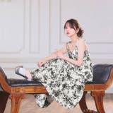 トワルドジュイ柄キャミソール×フロントジップの最旬Aラインロング丈キャバドレス[… | Dazzy | 詳細画像10