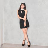 [伊藤桃々着用]胸元カット×細見えAライン♪破格ホルターミニ丈キャバドレス[SM… | Dazzy | 詳細画像10 
