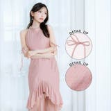 シフォン&ビジューが今っぽい♪大人ピンクの上品膝丈フリルマーメイドドレス[SML… | Dazzy | 詳細画像5