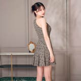 ネックチェーン×谷間ジップ♪上品リボン柄でクラシカルガーリーなAラインミニ丈キャ… | Dazzy | 詳細画像9