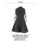 チェックツイード×谷間ジップ♪アームリボンで惹きつけるAラインミニ丈キャバドレス… | Dazzy | 詳細画像15 