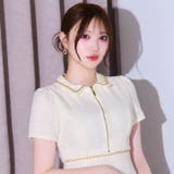 襟付き×谷間ジップ♪高級感あるツイードとチェーンで高見え半袖タイトミニ丈キャバド… | Dazzy | 詳細画像3