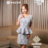 フラワーレース×ペプラム♪胸元リボンが可愛い体型カバー半袖タイトミニ丈キャバドレ… | Dazzy | 詳細画像1