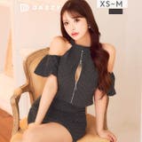 [伊藤桃々着用]アメスリビジュー谷間ジップバルーン袖タイトミニ丈セットアップキャ… | Dazzy | 詳細画像7 