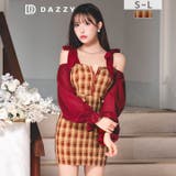 [伊藤桃々着用]胸元ジップ×シフォン長袖♪あざとく視線奪うリボンオフショルチェッ… | Dazzy | 詳細画像1 