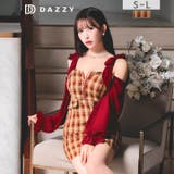 [伊藤桃々着用]胸元ジップ×シフォン長袖♪あざとく視線奪うリボンオフショルチェッ… | Dazzy | 詳細画像6 