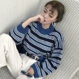 ボーダー柄ニットセーター 秋冬新作 韓国ファッション | DearHeart | 詳細画像1