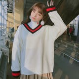 ホワイト | Vネックニットセーター 秋冬新作 韓国ファッション | DearHeart