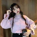 ピンク | フリル襟付薄手コーデュロイシャツ 春夏新作 韓国ファッション | DearHeart