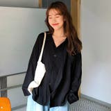 ブラック | デザイン襟付シャツ 春夏新作 韓国ファッション | DearHeart