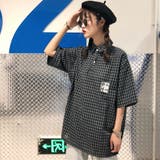 刺繍デザインチェック柄シャツ 春夏新作 韓国ファッション | DearHeart | 詳細画像2 