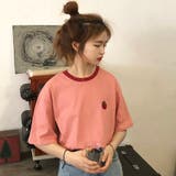 ピンク | イチゴ刺繍カットソー 春夏新作 韓国ファッション | DearHeart