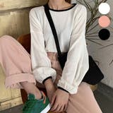 ホワイト | 配色バルーンスリーブニットソー 2020春夏新作 韓国ファッション | DearHeart