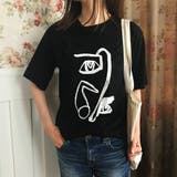 ユニークプリント半袖Tシャツカットソー 2020春夏新作 韓国ファッション | DearHeart | 詳細画像1 