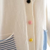 裾袖口デザインカラフル釦長袖薄手ニットカーディガン 秋冬 韓国ファッション | DearHeart | 詳細画像15 
