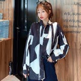 配色総柄襟付長袖シャツ 秋冬 韓国ファッション | DearHeart | 詳細画像1