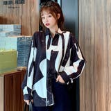配色総柄襟付長袖シャツ 秋冬 韓国ファッション | DearHeart | 詳細画像6