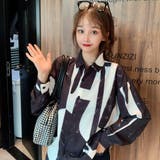 配色総柄襟付長袖シャツ 秋冬 韓国ファッション | DearHeart | 詳細画像2