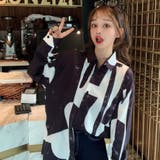 配色総柄襟付長袖シャツ 秋冬 韓国ファッション | DearHeart | 詳細画像3