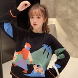 ユニーク柄長袖ニットセーター 2020秋冬新作 韓国ファッション | DearHeart | 詳細画像5 
