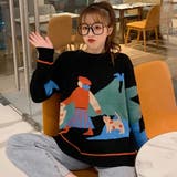 ユニーク柄長袖ニットセーター 2020秋冬新作 韓国ファッション | DearHeart | 詳細画像2 
