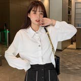 釦デザイン襟付長袖シャツブラウス 春夏新作 韓国ファッション 釦デザイン襟付長袖シャツブラウス 春夏新作 韓国ファッション