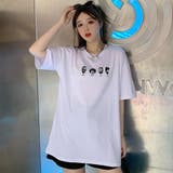 前後プリント半袖カットソーTシャツ 春夏 韓国ファッション | DearHeart | 詳細画像5 