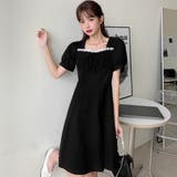 リボン付レースデザイン半袖ワンピース 春夏 韓国ファッション | DearHeart | 詳細画像2