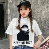 ホワイト | プリントハイネック半袖Tシャツカットソー 春夏 韓国ファッション | DearHeart