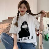 プリントハイネック半袖Tシャツカットソー 春夏 韓国ファッション | DearHeart | 詳細画像1