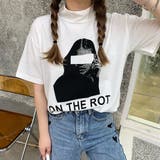 プリントハイネック半袖Tシャツカットソー 春夏 韓国ファッション | DearHeart | 詳細画像5