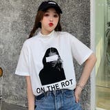 プリントハイネック半袖Tシャツカットソー 春夏 韓国ファッション | DearHeart | 詳細画像6